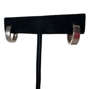 Vintage Sterling Silver Metal Huggie Hoop Earrings